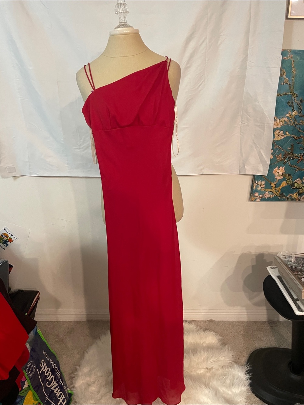 Vintage Y2K Zum Zum by Niki Livas Crimson One-Shoulder Evening Gown